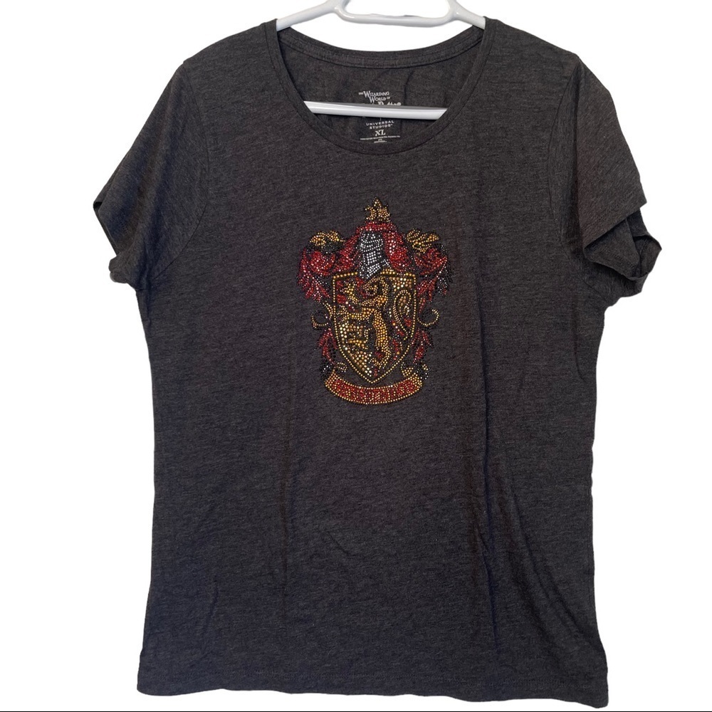 Harry Potter  Gryffindor Embellished Short Sleeved Glam Casual T-Shirt S…